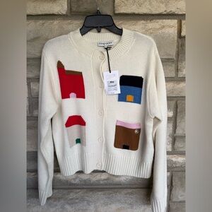 Stine Goya House Motif Cropped Pocket  Cardigan $370 Small Refugios